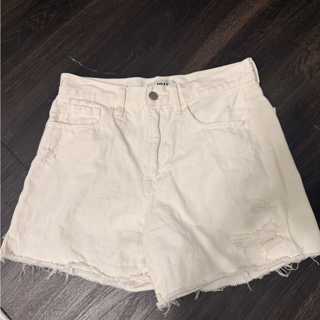 Jbd High-Waist White Distressed Denim Shorts